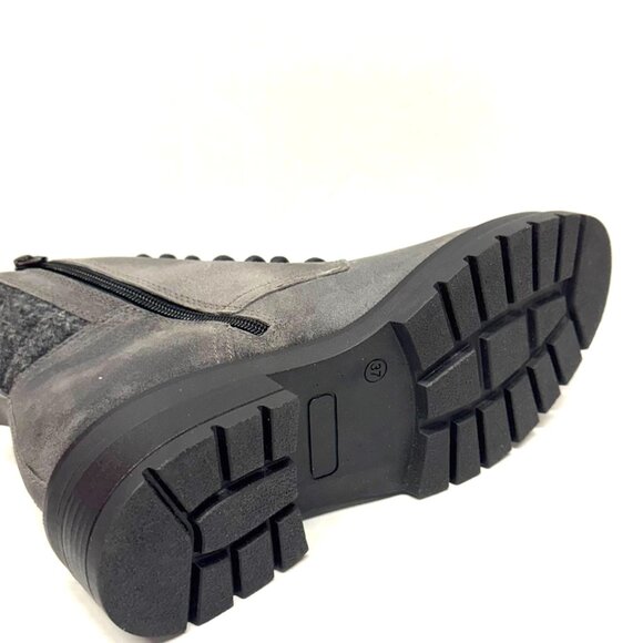 MIZ MOOZ NUBUCK LEATHER BOOTS SIDE ZIP LACE UP 37EU/ 7US GRAY Z-166 - Picture 5 of 5